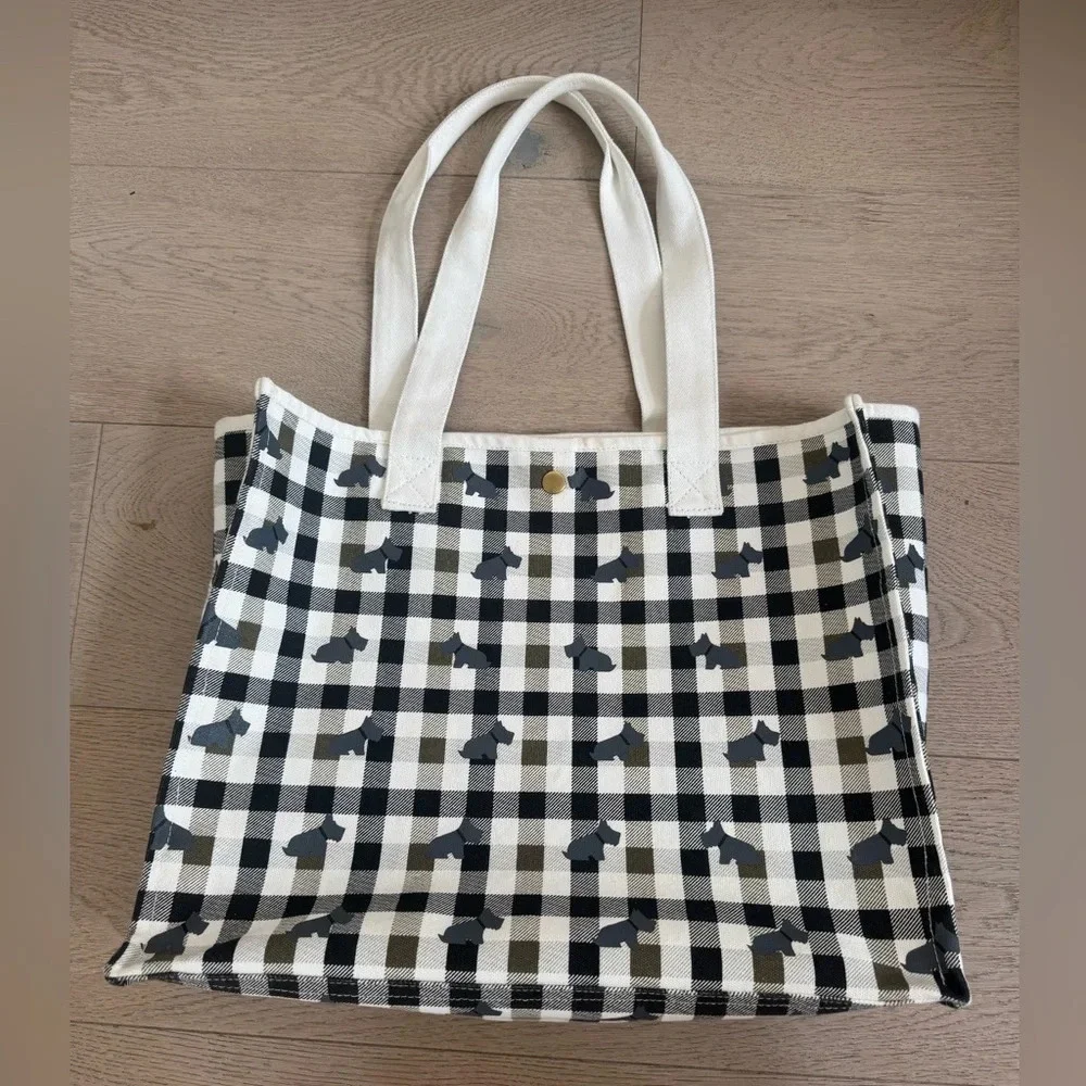 Radley London Canvas Tote Bag Medium Westie Dog Plaid